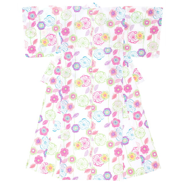 浴衣 レディース ブランド キスミス 白 ホワイト ピンク 花唐草調 綿 紅梅織り 夏祭り 花火大会 女性用 仕立て上がり【フリーサイズ】の通販は