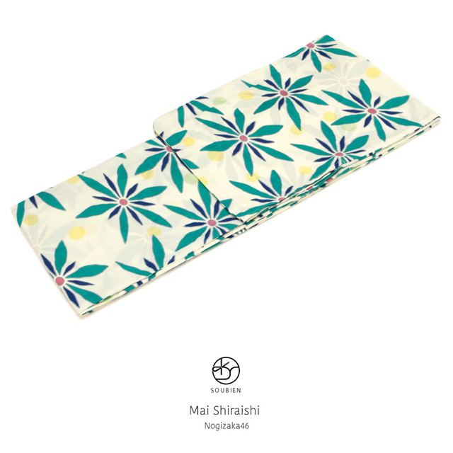 レディース浴衣 ブランド 乃木坂46 白石麻衣 白 ホワイト 緑色 鉄線 クレマチス 水玉 ドット TEIJIN テイジンテトロン 吸水速乾 夏祭り 仕立て上がり 【フリーサイズ】の通販は