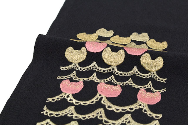 半襟 刺繍 振袖 成人式 半衿 卒業式 袴用 黒 ブラック ネコ 猫 tsumori chisato ツモリチサト 結婚式 フォーマル カジュアル 日本製_1