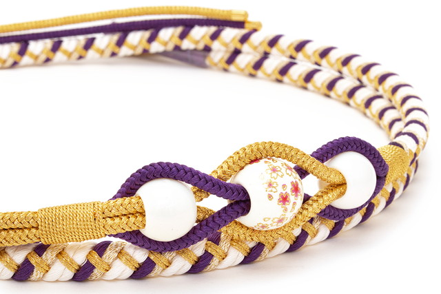 帯締め 振袖 成人式 振袖用 帯締め成人式 紫 パープル 白 トンボ玉 フェイクパール 手ぐみひも 正絹 蜻蛉玉 和装小物 日本製 送料無料 帯締め 振袖 成人式 振袖用 帯締め成人式 紫 パープル 白 トンボ玉