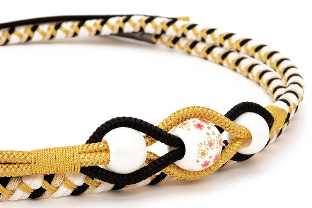 帯締め 振袖 成人式 振袖用 帯締め成人式 黒 ブラック 白 トンボ玉