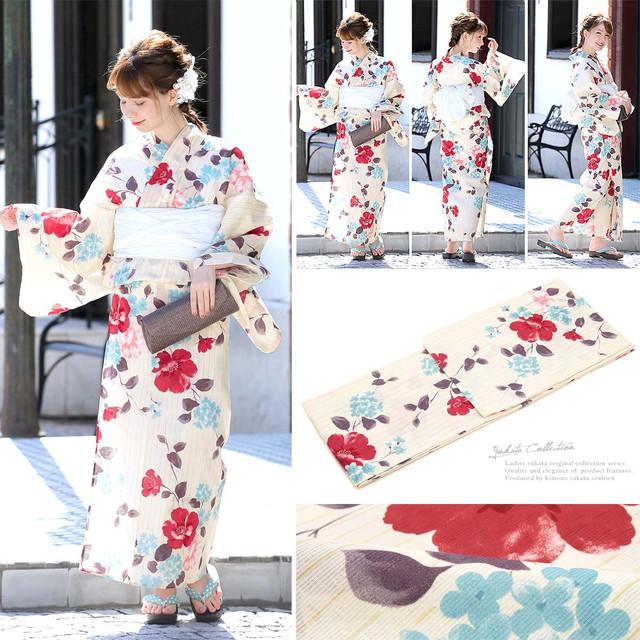 浴衣セット レディース レトロ 浴衣セット 大人 3点セット 白系