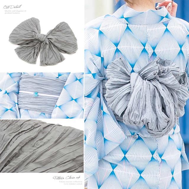 浴衣セット レディース レトロ 浴衣セット 大人 3点セット 青 ブルー