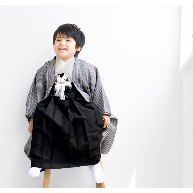 七五三　5歳　７歳　男児　男の子　羽織　袴セット　懐剣　角帯　着物　雪駄　黒 SOUBIEN（創美苑） 七五三 男の子 5歳 袴セット 袴 帯 羽織紐 扇子