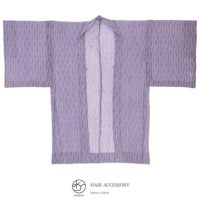 着物 羽織 レディース 透け感 軽やか 塵よけ カジュアル パープル 波 ドレープ加工 防寒 単衣 紬 小紋 浴衣 夏着物用 女性用 フリーサイズ 送料無料