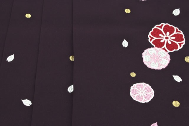 袴 小学生 単品 刺繍 小学生 ブランド 夢千代 黒紫 パープル 桜 花 はかま 十三詣り 卒業式 11歳 12歳 13歳 女の子 ジュニア 仕立て上が