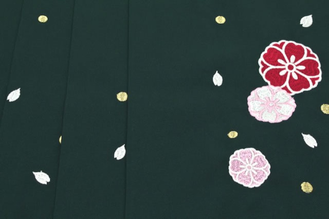 袴 小学生 単品 刺繍 小学生 ブランド 夢千代 深緑 グリーン 桜 花 はかま 十三詣り 卒業式 11歳 12歳 13歳 女の子 ジュニア 仕立て上が