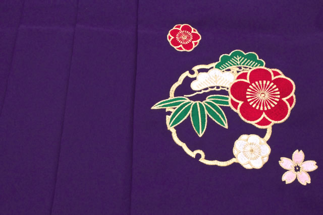 袴 レディース 単品 紫 パープル 松竹梅 桜 雪輪 花 刺繍 卒業式 入学