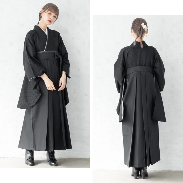 卒業式 袴セット 購入 レディース 大学卒業式 小学生卒業式 販売 黒系 ブラック 菊菱 ショート丈 送料無料 卒業式 袴セット 購入 レディース 大学卒業式 小学生卒業式 販売 黒系