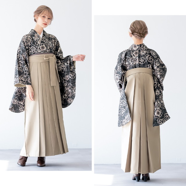 袴セット 卒業式 大学生 小学生 レディース ブラック系 黒 花 フラワー ボタニカル モダン  ベージュ 販売 購入 送料無料 袴セット 卒業式 大学生 小学生 レディース ブラック系 黒 花 フラワー