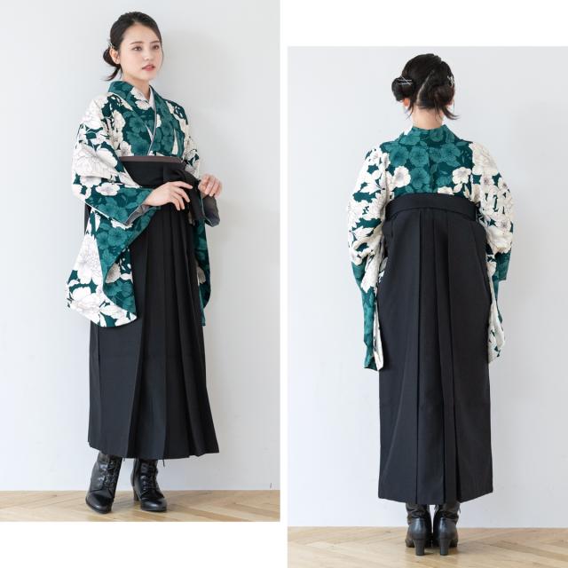 袴セット 卒業式 大学生 小学生 レディース グリーン系 緑 黒 ブラック 牡丹 桜 百華 袴4点セット 和装 着物セット 販売 購入 送料無料 袴セット 卒業式 大学生 小学生 レディース グリーン系 緑 黒 ブラック
