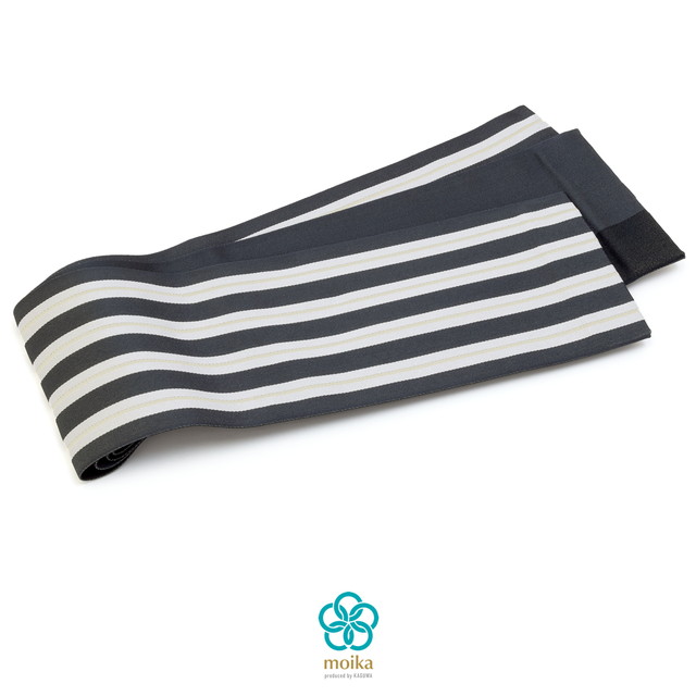 半幅帯 リバーシブル 浴衣 帯 moika（モイカ） 濃紺 ネイビー 縞 ストライプ シンプル モダン 小紋 紬 カジュアル 女性用 レディース 細帯 半巾帯 仕立て上がり 送料無料の通販は