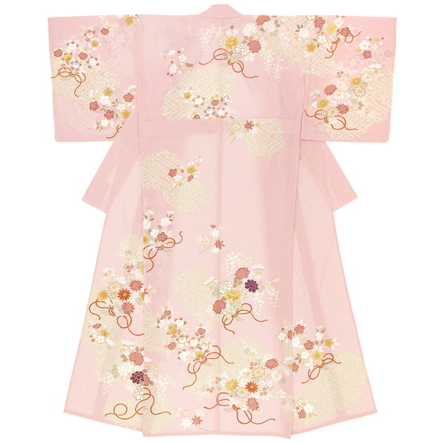訪問着 夏 絽 単衣訪問着 礼装 正装 フォーマル ピンク 橘 桜 花束 紗綾型 水玉 霙 JAPAN STYLE（ジャパンスタイル） 仕立て上がり