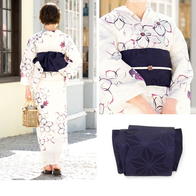 即納【レディース浴衣3点セット】浴衣セット/レディース/白系