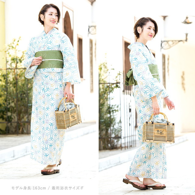 新品☆呉服屋♪大人上品な七宝柄　スレンダー夏着物　浴衣３点セット 新品☆呉服屋♪大人モダン スレンダー夏着物 上品な浴衣3点