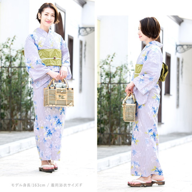 即納【レディース浴衣3点セット】浴衣セット/レディース/灰色/グレー