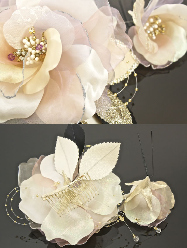 成人式 髪飾り 成人式の髪飾り 2点セット アイボリー 花 フラワー