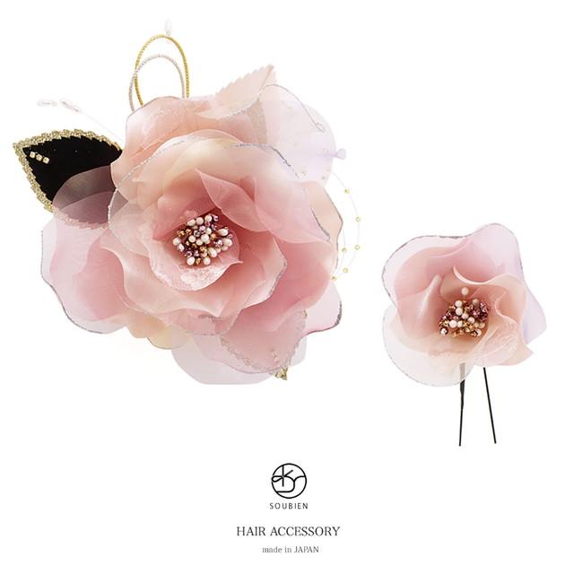 成人式 髪飾り 成人式の髪飾り 2点セット ピンク 花 フラワー