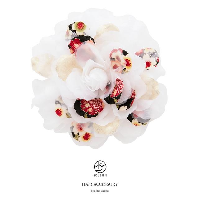 成人式 髪飾り 成人式の髪飾り 振袖向け 花 フラワー 白 黒 和柄 大きい 髪留め 髪かざり 振り袖 ヘアアクセサリー 和装の通販は 5,571円