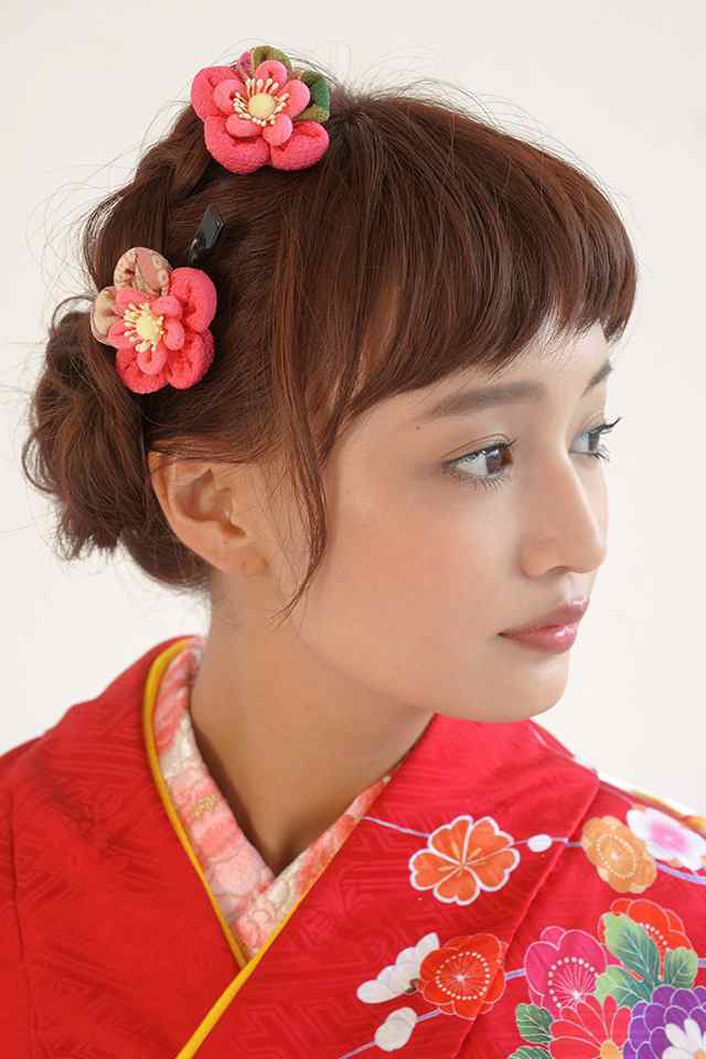 成人式 髪飾り 成人式の髪飾り 3点セット 卒業式 振袖 花 フラワー ピンク 梅 縮緬 和柄 房飾り 簪 髪留め 髪かざり 振り袖 ヘアアクセサリー 和装の通販は