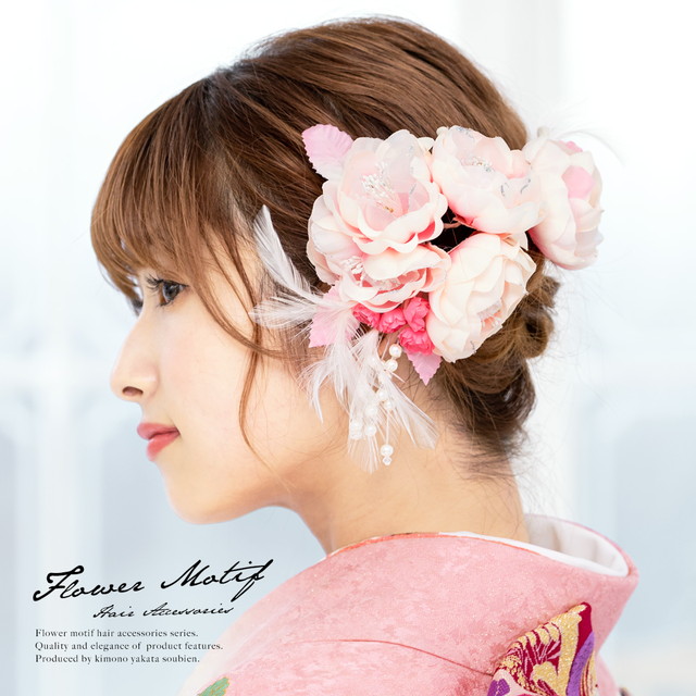 ヴィンテージボタンとミモザの水中花♡大きめバレッタ♡ ヴィンテージボタンとミモザの水中花♡大きめバレッタ♡ ヘア