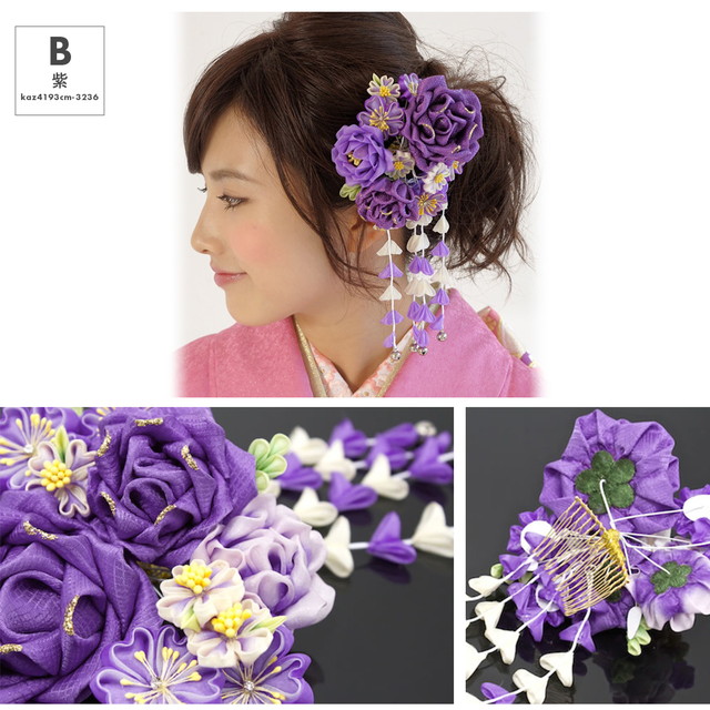 成人式 髪飾り 成人式の髪飾り つまみ細工 振袖 薔薇 桜 ピンク コーム