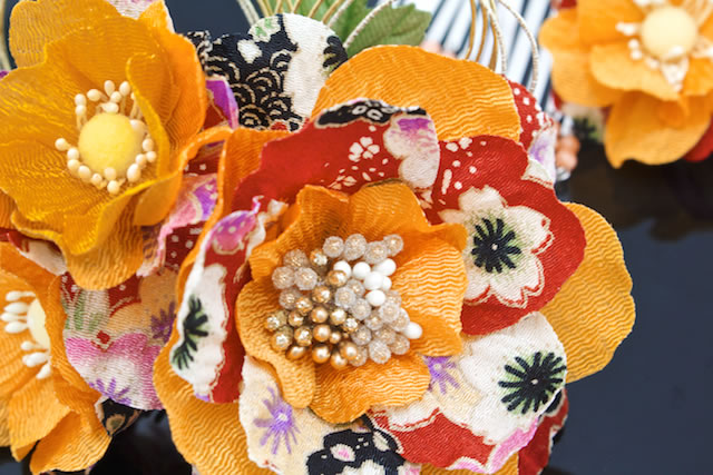 成人式 髪飾り 成人式の髪飾り 2点セット 黄色 イエロー 牡丹 ぼたん