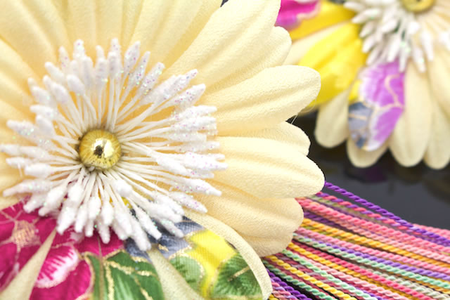 成人式 髪飾り 成人式の髪飾り 2点セット 黄色 イエロー 菊 ガーベラ