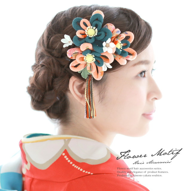 成人式 髪飾り 成人式の髪飾り 2点セット 青 ピンク 花 ふさ飾り 縮緬 ちりめん 卒業式 振袖 袴 前撮り 髪留め ヘアアクセサリー 和装の通販は 7,070円