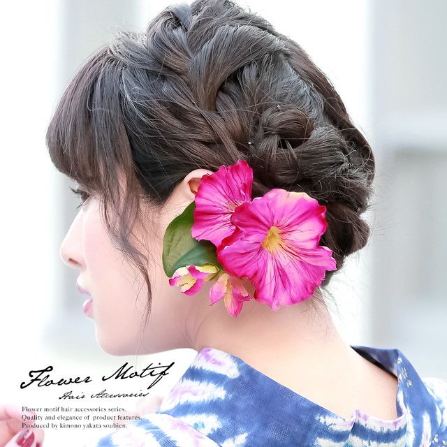 SOUBIEN 髪飾り 2点セット 赤系 レッド ピンク 桜 梅 花 和柄