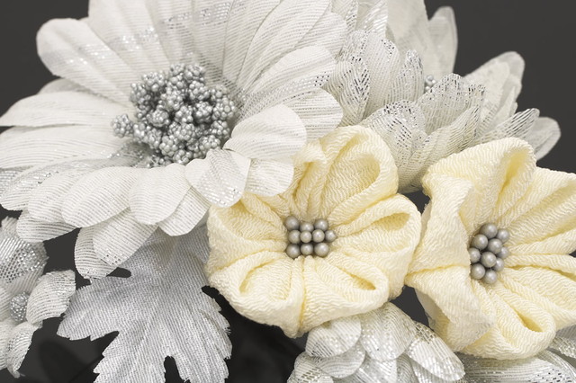 成人式 髪飾り 成人式の髪飾り 2点セット 銀色 シルバー 白