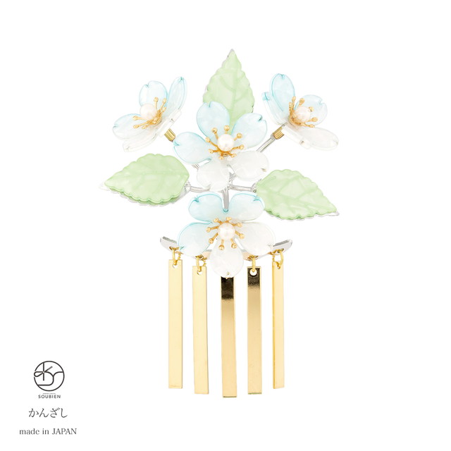 かんざし 簪 白 ホワイト 水色 緑 桜 フェイクパール びら飾り カジュアル フォーマル 髪飾り ヘアアクセサリー 日本製の通販は 7,152円