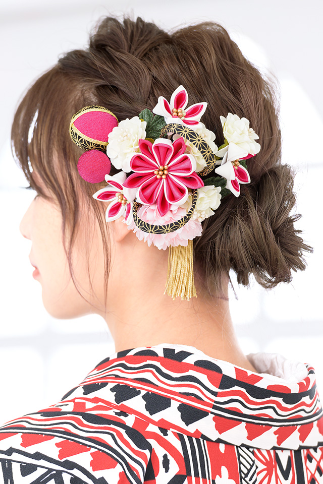 成人式 髪飾り 成人式の髪飾り 2点セット ピンク 菊 ピンポンマム 花