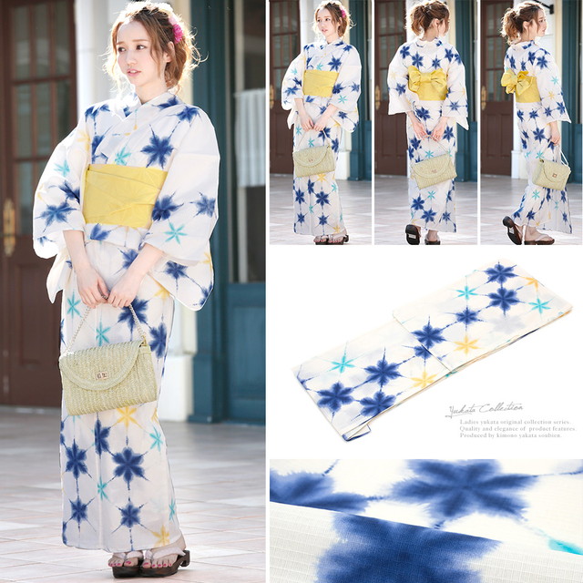 浴衣セット レディース レトロ 作り帯 浴衣セット 大人 3点セット 白系