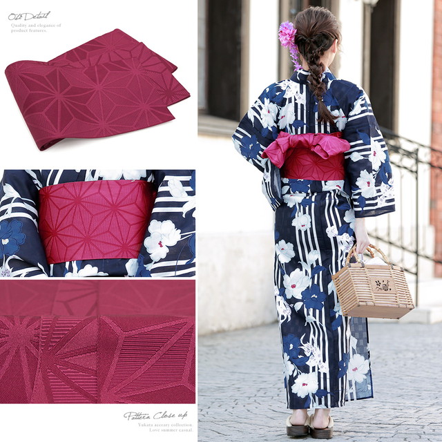 浴衣セット レディース レトロ 浴衣セット 大人 3点セット 紺系