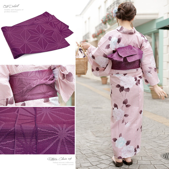 浴衣セット レディース レトロ 浴衣セット 大人 3点セット ピンク 白