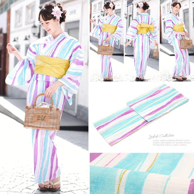 浴衣セット レディース レトロ 浴衣セット 大人 3点セット 白 ホワイト