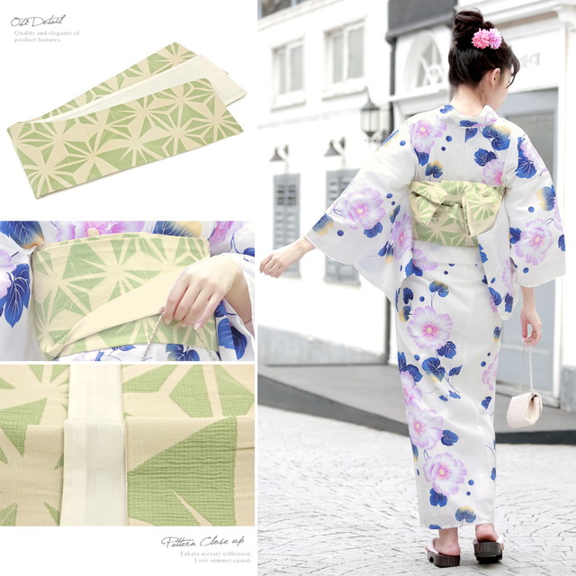 浴衣セット レディース レトロ 浴衣セット 大人 3点セット 白系