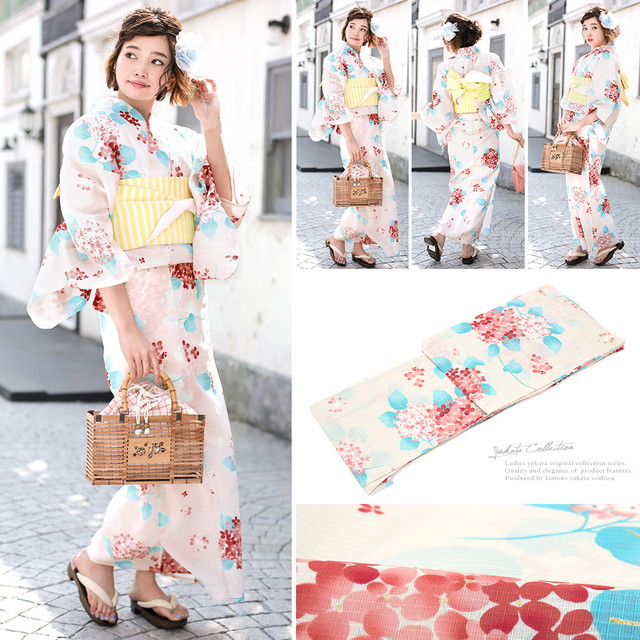浴衣セット レディース レトロ 浴衣セット 大人 3点セット 白系