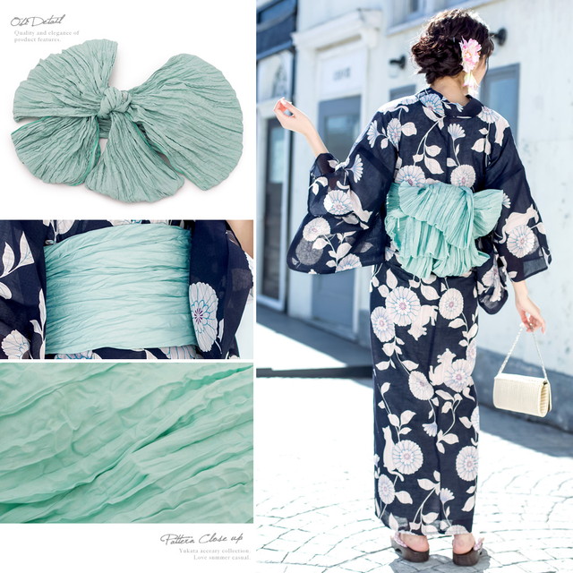 浴衣セット レディース レトロ 浴衣セット 大人 3点セット 紺系 ネイビー 水色 菊 キク 花 猫 ネコ ねこ 綿麻 兵児帯 女性 ボヌールセゾン フリー 浴衣セット レディース レトロ 浴衣セット 大人 3点セット 紺系