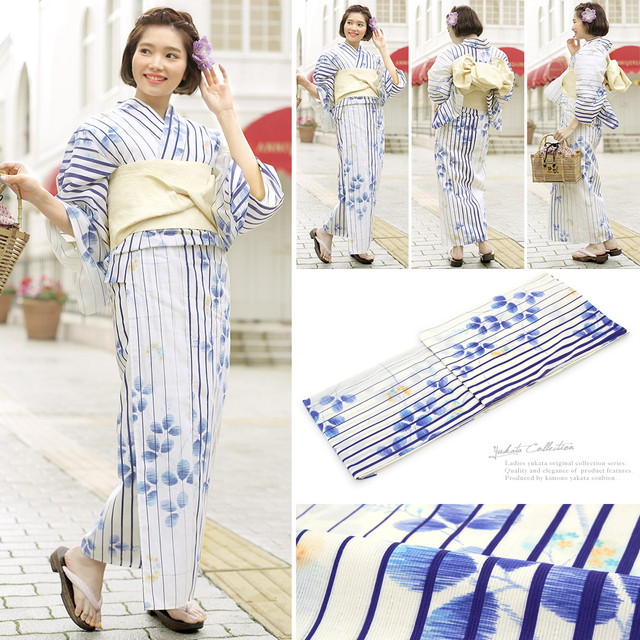 浴衣セット レディース レトロ 浴衣セット 大人 3点セット 白系