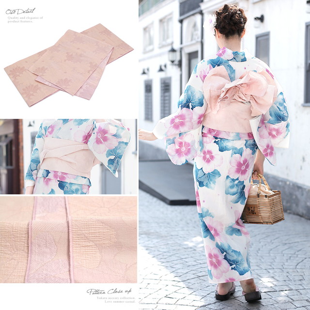 浴衣セット レディース レトロ 浴衣セット 大人 3点セット 白系