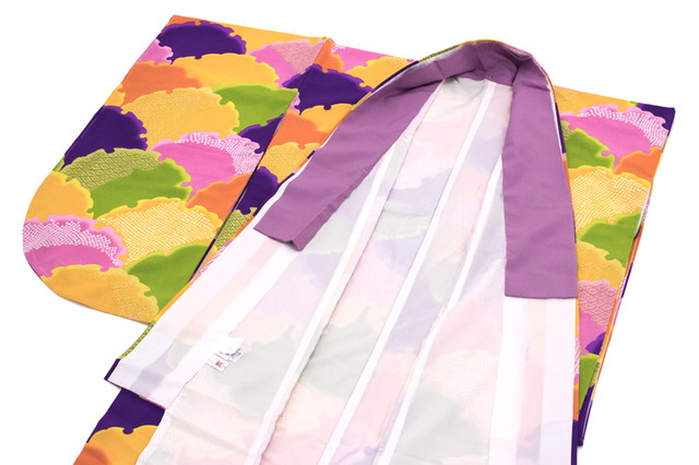 袴用二尺袖着物 ブランド 紅一点 黄色 イエロー ピンク 紫 カラフル