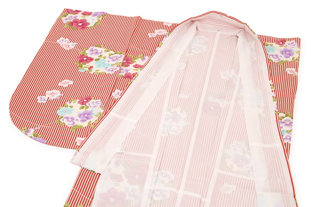 袴用二尺袖着物 ブランド bonheur saisons（ボヌールセゾン） 赤系