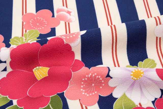 袴用二尺袖着物 ブランド bonheur saisons（ボヌールセゾン） 紺