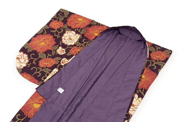 即納袴用二尺袖着物 単品 パープル 紫 赤 牡丹 花唐草 フラワー 小振袖 卒業式 レディース 仕立て上がり 日本製 即納袴用二尺袖着物 単品 パープル 紫 赤 牡丹 花唐草 フラワー 小振袖