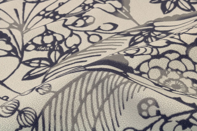 二尺袖単品 二尺袖着物 二尺袖 袴用 卒業式 灰色 グレー系 ボタニカル