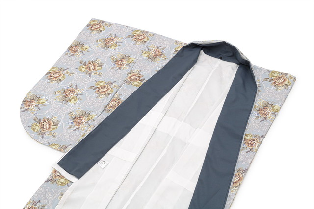 二尺袖 着物 単品 袴用 卒業式 小紋柄 ショート丈 ブルーグレー ベージュ