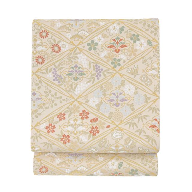 袋帯 単品 訪問着 留袖 振袖 礼装 正装 小杉織物 オフホワイト 白 葡萄