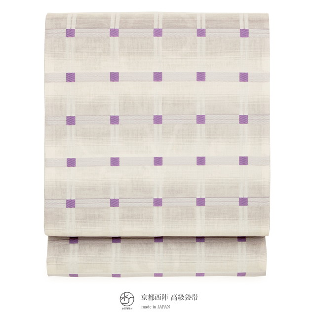 正絹 名古屋帯 弥栄織物謹製 市松 唐草図案 逸品 未使用品 正絹 名古屋帯 弥栄織物謹製 市松 唐草図案 逸品 未使用品 未